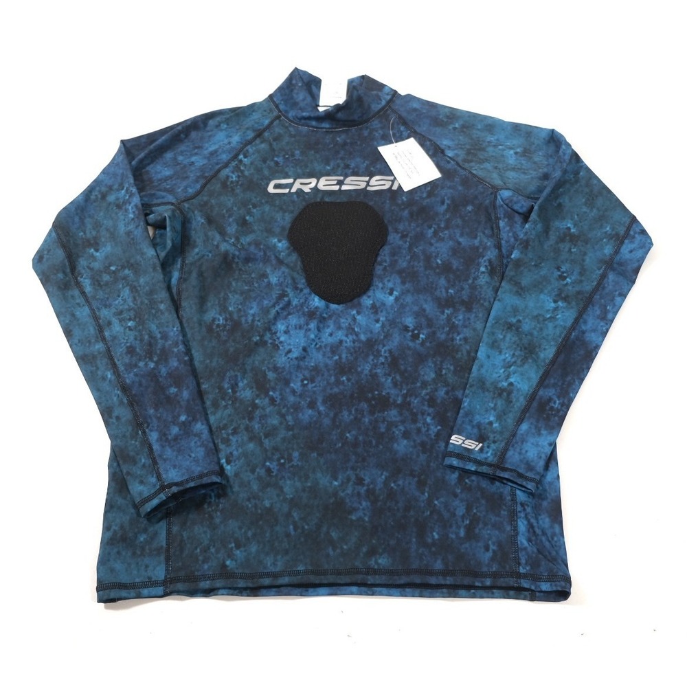 Cressi Rash Guard Mens L Blue Hunter LS Spearfishing UV UPF 50+ Camo Top